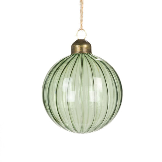 Glass Cora Green Bauble 8cm