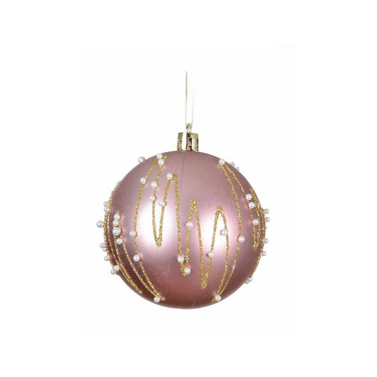 Vintage Pink Gold Zig Zag & Beaded Bauble