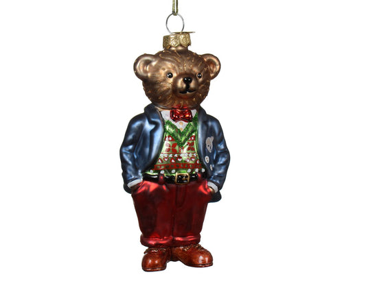 Glass Mr Bear Tree Decoration