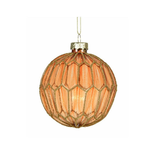 Rust Transparent with Glitter Honeycomb Design Bauble