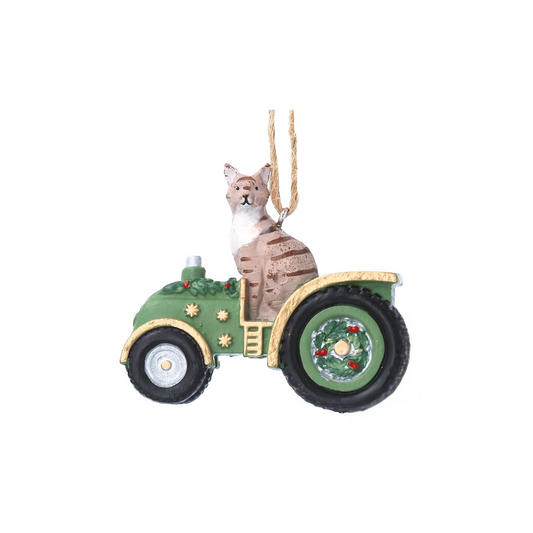 Cat in Tractor Tree Decoration