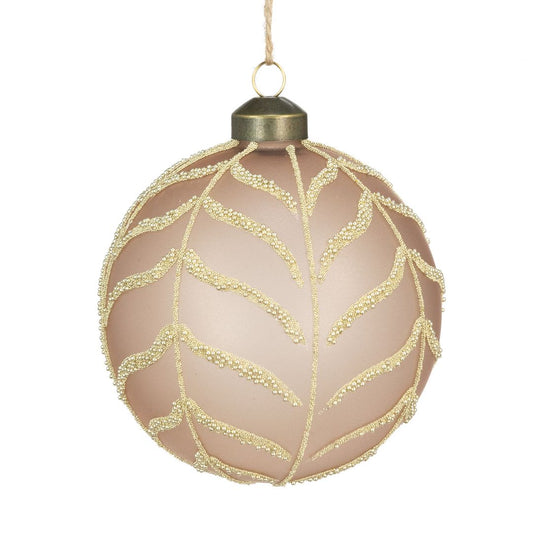 Glass Noa Bauble Beige 10cm