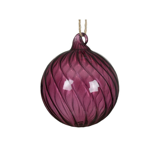 Dark Mauve Swirl Glass Bauble