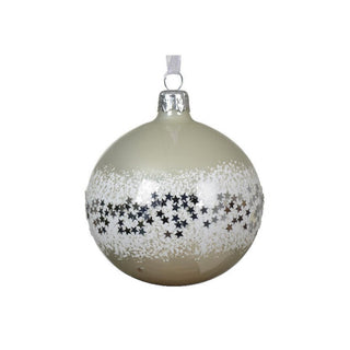 White Mint Star Border Bauble