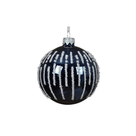 Night Blue Glitter Line Round Bauble
