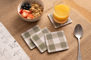 Woodbury Lane 4Pk Coasters - Gingham