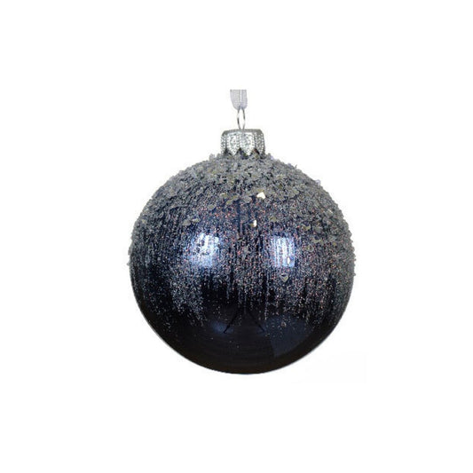 Night Blue Glitter Top Round Bauble
