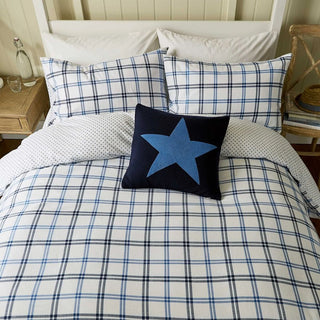 Hunter's Check Single Cover Set Cobalt Blue/Navy