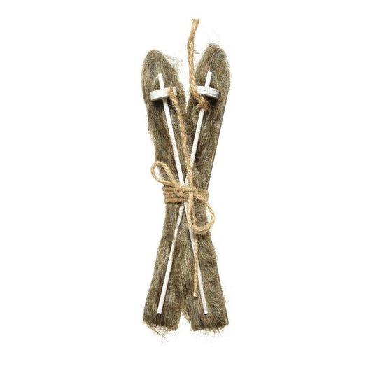 Brown Fur Skis Tree Decoration