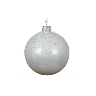 Winter White Glitter Top Round Bauble