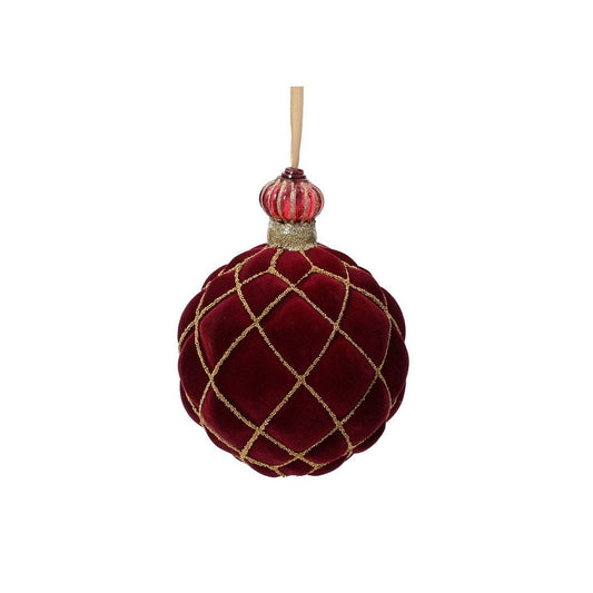 Velvet Oxblood Gold Glitter Trellis Bauble