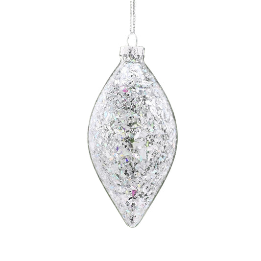 Silver Crackle Effect Glass Finial