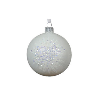Winter White Glitter Burst Round Bauble