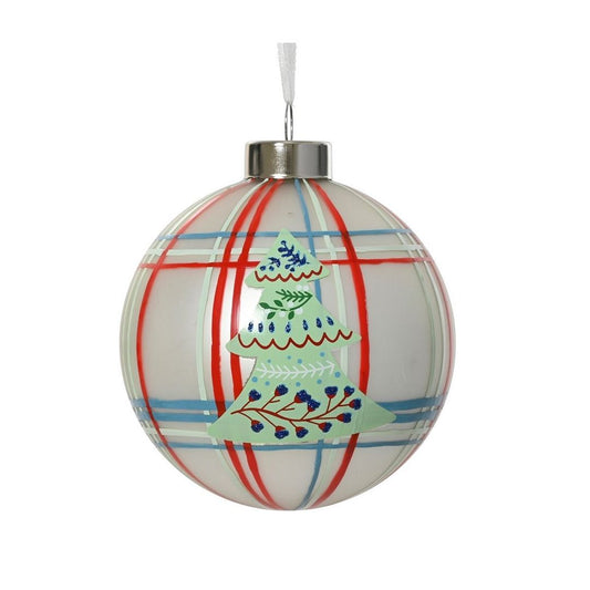 Matt Wool White with Green Tree Bauble