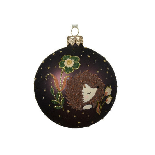 Forest Hedgehog Brown Round Bauble