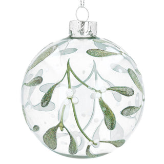 Clear Mistletoe Sprays Glass Bauble