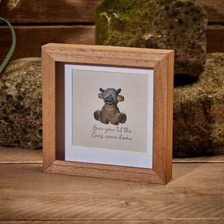 Dougal Highland Cow Love You Till The Coos Come Home Wood Framed Resin Pebble Picture