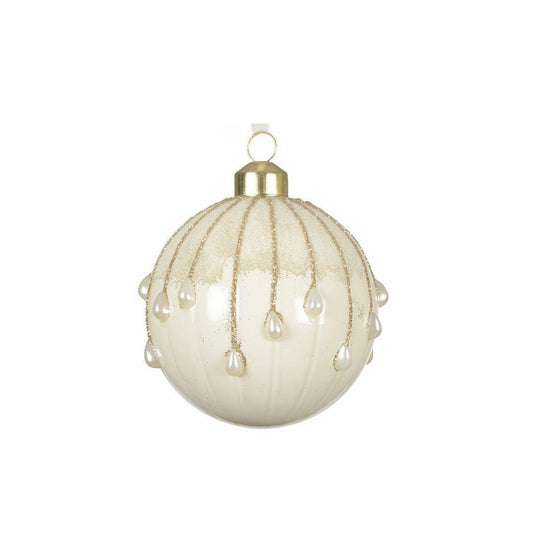 Wool White with Pearl Beads Bauble