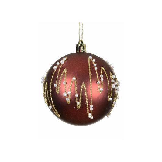 Oxblood Gold Zig Zag & Beaded Bauble