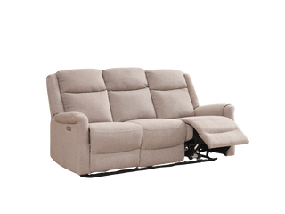 Lexus 3 Seater Power Recliner Sofa - Taupe Fabric