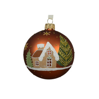 Winter Lodge Copper Round Bauble