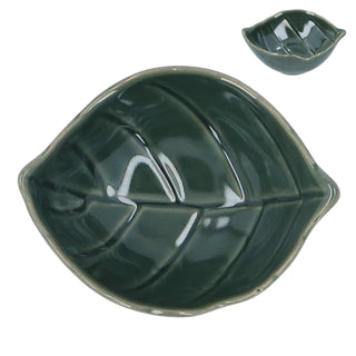 Green Leaf Stoneware Mini Dish