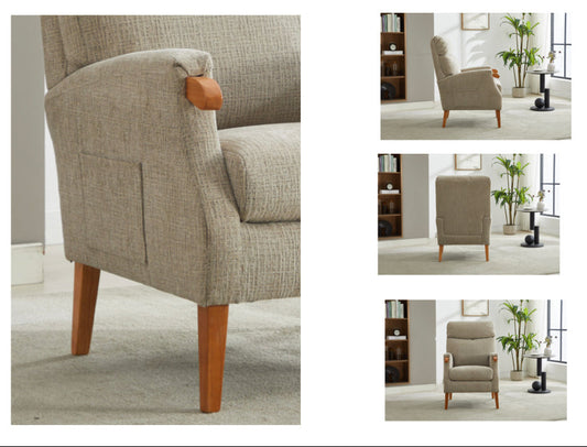 Faro Fireside Armchair - Stone Fabric