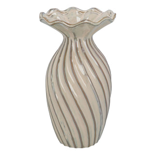 Taupe Twist Frill Stoneware Vase