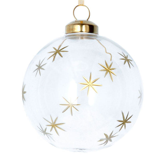 Clear with Gold Etched Stars Bauble