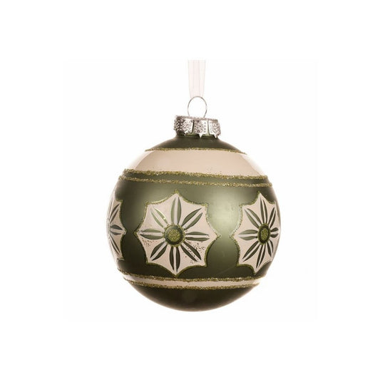 Rosemary Green & Cream with Flower Bauble