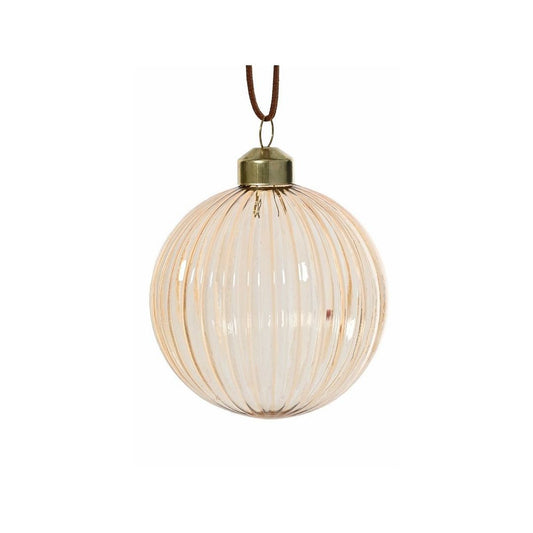 Peach Pearl Transparent Ribbed Bauble