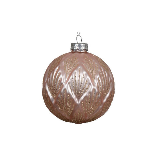Soft Pink Geometric Glitter Round Bauble