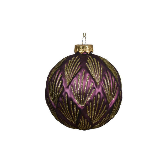 Purple Geometric Glitter Bauble