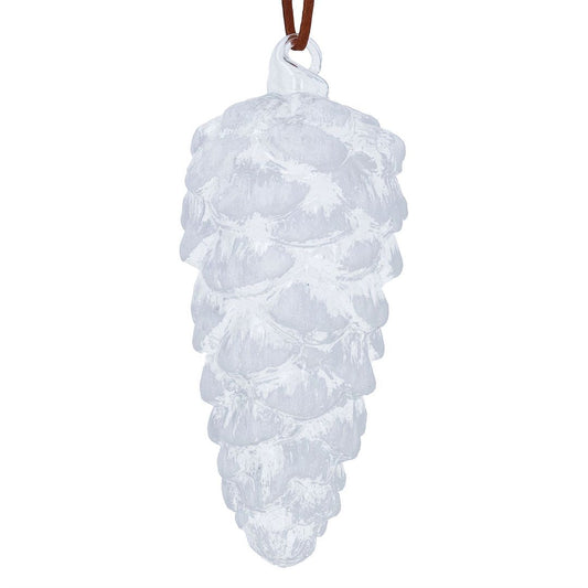 White Glass Pine Cone Tree Decoration