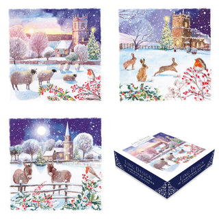 Winter Animal Gathering Christmas Cards, Box Of 12