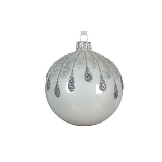 Winter White Shiny Snowdrop Glitter Bauble