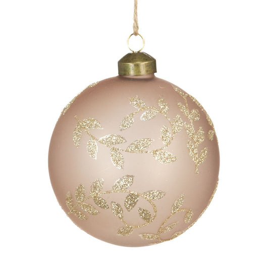 Glass Rylie Beige Bauble 10cm