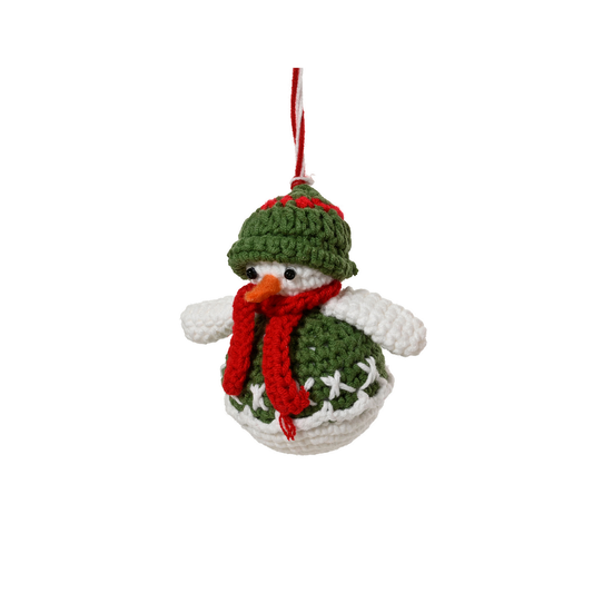 Knitted Snowman in Green Jumper Tree Decoration