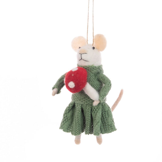 Felt Mouse with Toadstool Tree Decoration