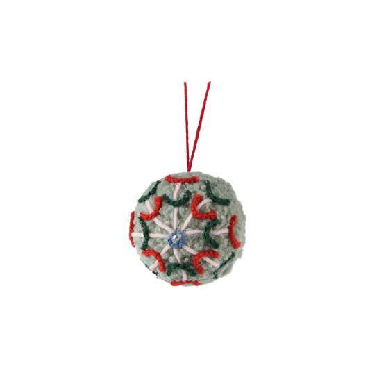 Sage Green Wool Flower Bauble