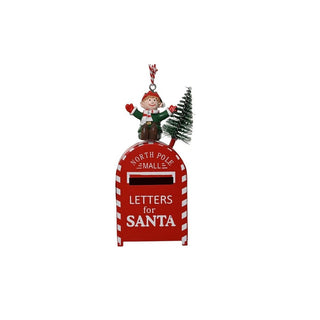 Red Mailbox with Elf Tree Decoration