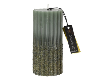 Rosemary Green with Glitter Pillar Candle 15cm