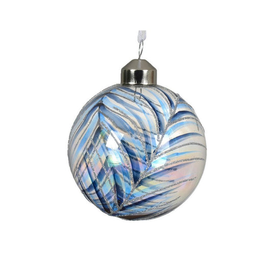 Blue Leaf Transparent Round Bauble