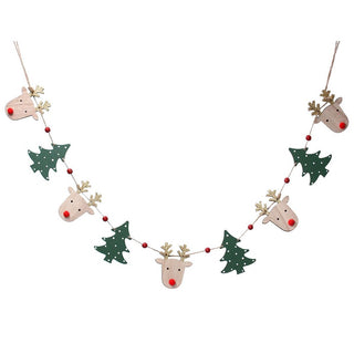 Wood Reindeer/Tree on String Garland