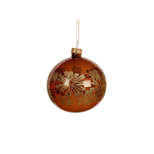 Espresso Transparent with Glitter Flowers Bauble