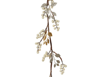 Winter White Berries with Gold Leaves Garland