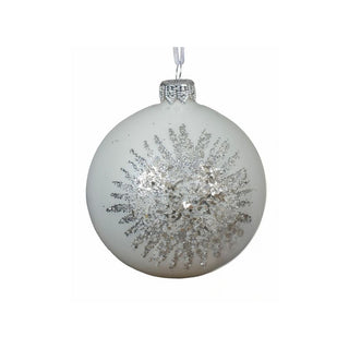 Winter White with Silver Glitter Starburst Bauble
