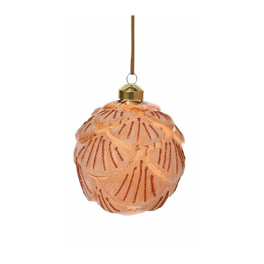 Rust Frosted Leaf Bauble 10cm