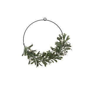 White Berries Mistletoe Half Iron Wreath