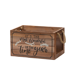 It's the Most Wonderful Time of the Year Wood & Mesh Crate